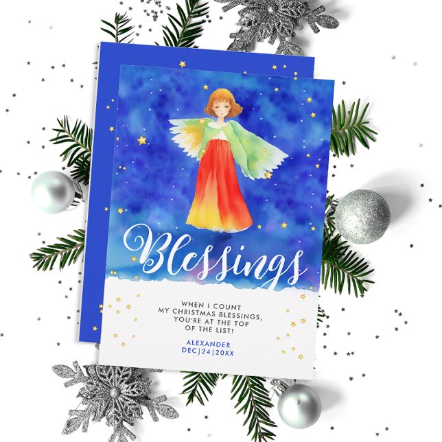 Cute Religious Colourful Angel Blessings Watercolo Invitation (Creator Uploaded)
