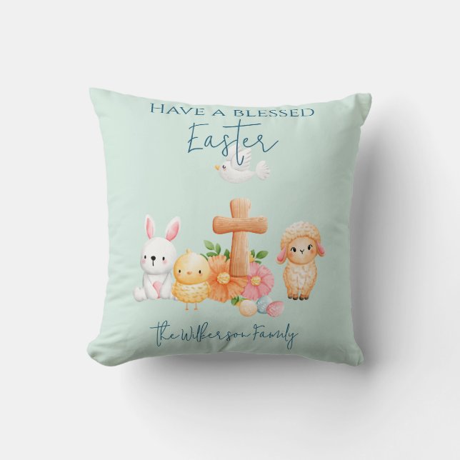 Cute Religious Easter Animals Cushion (Front)