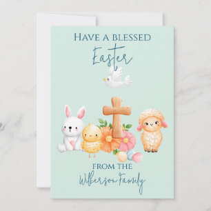 Cute Religious Easter Animals Holiday Card