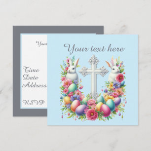 Cute Religious Easter Cross Holiday dinner party  Invitation