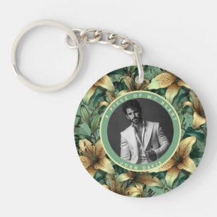 Cute remembrance gift Custom Photo Lilies Key Ring
