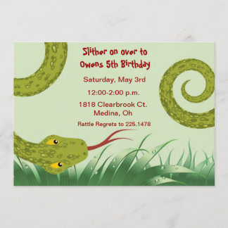 cute reptile birthday party invitation