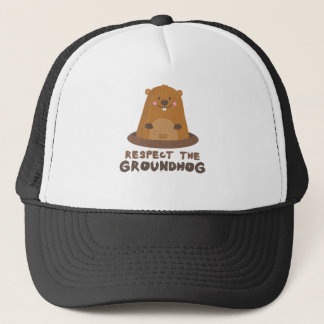 Cute Respect the Groundhog Woodchuck Groundhog Day Trucker Hat