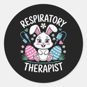 Cute Respiratory Therapist Rt Bunny Ears Easter Eg Classic Round Sticker