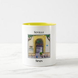 Cute Restaurant Entrance, Seville, Spain Two-Tone Coffee Mug