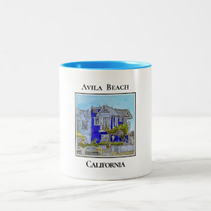 Cute Restaurant in Avila Beach, California Two-Tone Coffee Mug