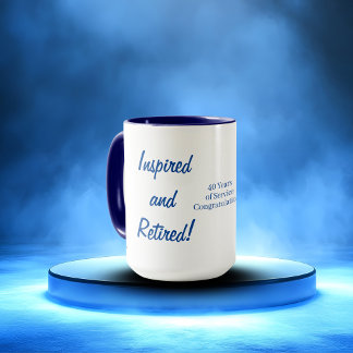 Cute Retire Typography Blue Personalise Mug
