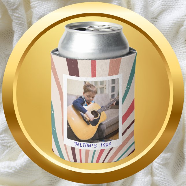 Cute Retro 40th Birthday Custom Photo Personalised Can Cooler (Creator Uploaded)