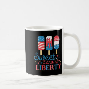 Cute Retro 4th of July Popsicle Patriotic Land of Coffee Mug