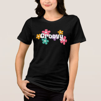 Cute Retro 70s Groovy Daisy Flower Power Tri-Blend Shirt