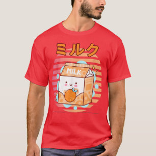Cute Retro 90s Japanese Kawaii Orange Milk Shake C T-Shirt
