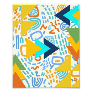 Cute retro abstract colourful backgroud Green Blue Photo Print