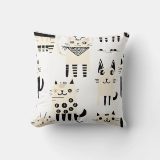 Cute Retro Alien Cat Pattern Throw Pillow