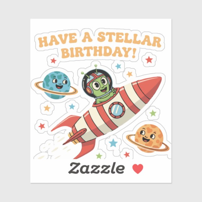Cute Retro Alien in Rocket Ship | Stellar Space Bi (Sheet)