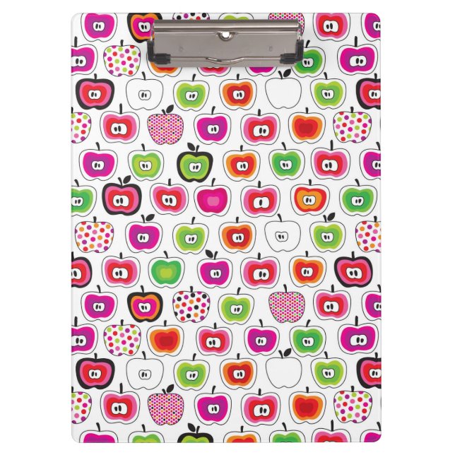 Cute retro apple pattern clipboard (Front)