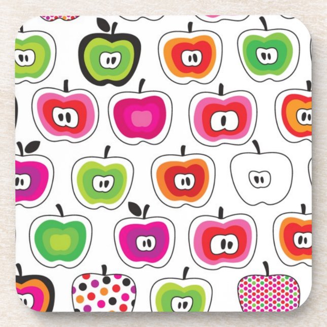 Cute retro apple pattern coaster (Front)