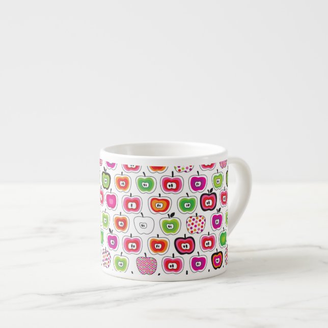 Cute retro apple pattern espresso cup (Front Right)
