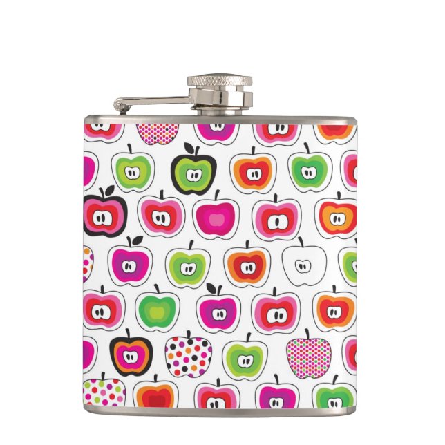 Cute retro apple pattern hip flask (Front)