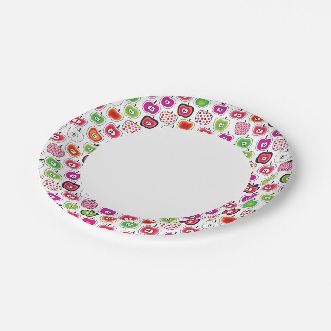Cute retro apple pattern paper plate (Angled)