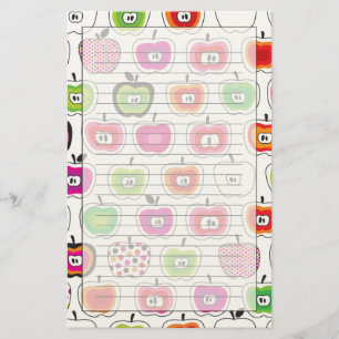 Cute retro apple pattern stationery