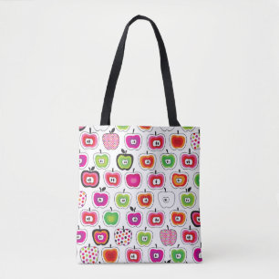 Cute retro apple pattern tote bag