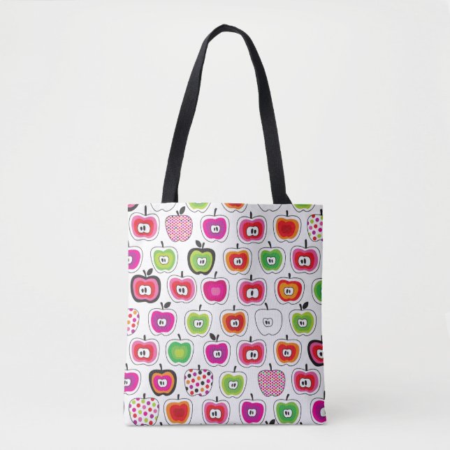 Cute retro apple pattern tote bag (Front)