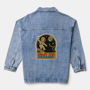 Cute Retro Astronaut Follow Your Dreams Space Meme Denim Jacket