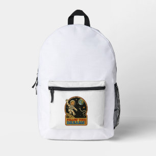 Cute Retro Astronaut Follow Your Dreams Space Meme Printed Backpack