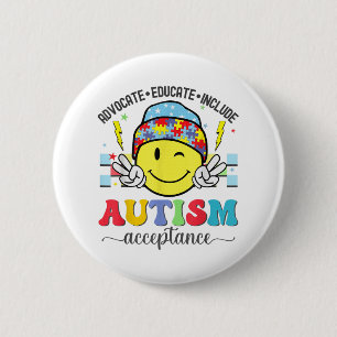 Cute Retro Autism Awareness Graphic Tee For Kids S 6 Cm Round Badge