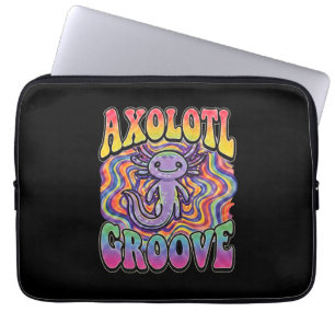 Cute Retro Axolotl Groove trippy 70 hippie rainbow Laptop Sleeve
