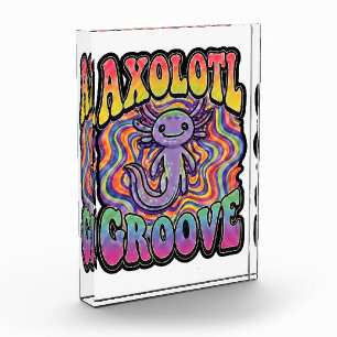 Cute Retro Axolotl Groove trippy 70 hippie rainbow Photo Block