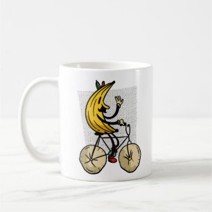 Cute Retro Banana Riding Bicycle Cartoon Aesthetic Coffee Mug