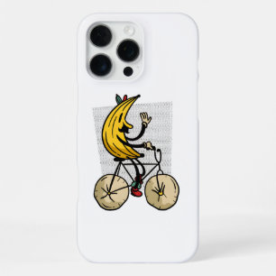 Cute Retro Banana Riding Bicycle Cartoon iPhone 16 Pro Max Case