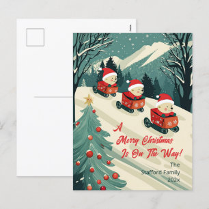 Cute Retro Bears Christmas Holiday Postcard