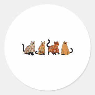 Cute Retro Black Cat Ghost Fall Halloween Cat Love Classic Round Sticker