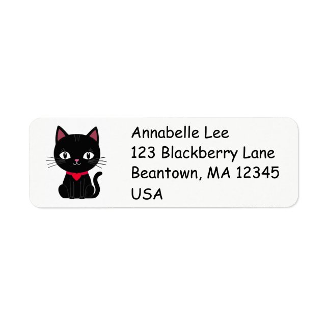 Cute Retro Black Cat Label Return Address Label (Front)