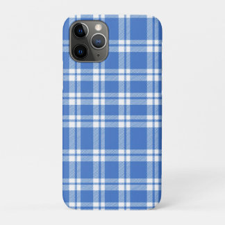 Cute Retro Blue Gingham Plaid Pattern iPhone 11 Pro Case