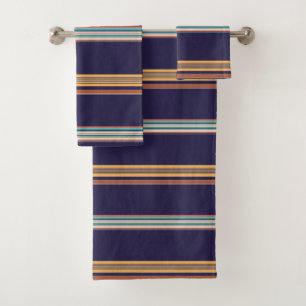 Cute retro blue stripes bath towel set