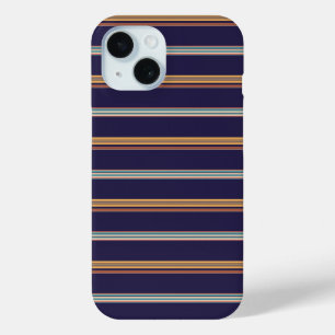 Cute retro blue stripes iPhone 15 case