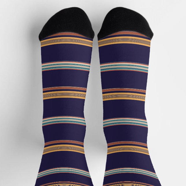 Cute retro blue stripes socks (Top)