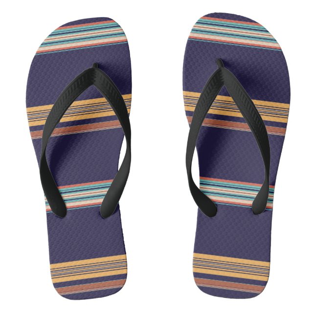 Cute retro blue stripes thongs (Footbed)