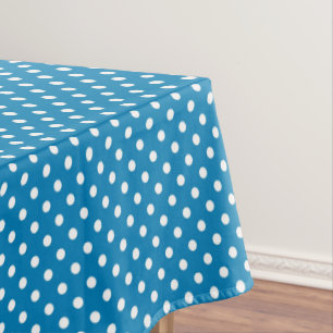 Cute Retro Blue White Polka Dot Pattern  Tablecloth