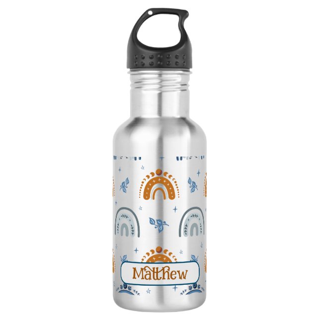 Cute Retro Boho Celestial Pattern Personalised 532 Ml Water Bottle (Front)