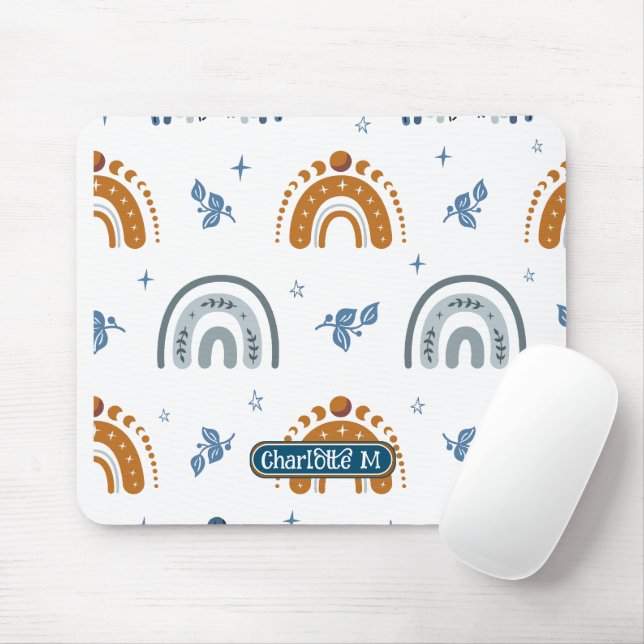 Cute Retro Boho Celestial Pattern Work School Mouse Pad (With Mouse)