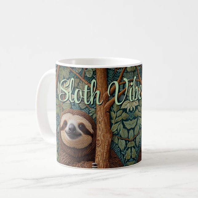 Cute retro boho funny Sloth Vibes Only Coffee Mug (Front Left)