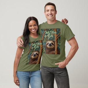 Cute retro boho funny Sloth vibes only T-Shirt