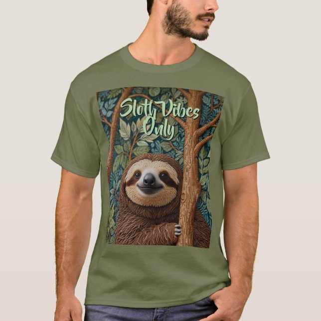 Cute retro boho funny Sloth vibes only T-Shirt (Front)