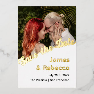 Cute Retro Boho Minimalist Quirky Foil Invitation