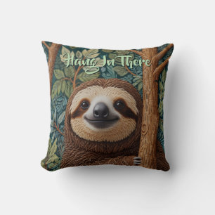 Cute retro boho Sloth Hang in there Cushion