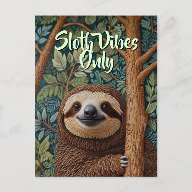 Cute retro boho Sloth Hang in there Postcard (Front)
